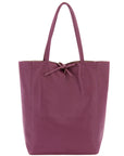 Plum Pebbled Leather Tote Shopper - Brix + Bailey