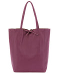 Plum Pebbled Leather Tote Shopper - Brix + Bailey
