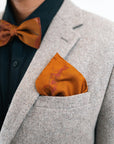 Rust floral Silk Pocket Square and Bow tie in 'Ember' robin print