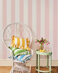 Blue and White Cabana Striped Ruffled Cushion Cover