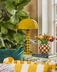 Yellow Cabana Stripe Ruffled Cushion Cover