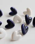 White Porcelain Heart Stud Earrings