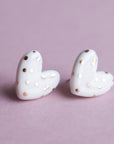 White Porcelain Heart Stud Earrings