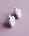 White Porcelain Heart Stud Earrings