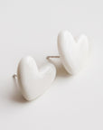White Porcelain Heart Stud Earrings