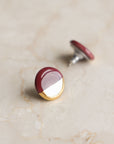 Porcelain Stud Earrings in Burgundy and Gold