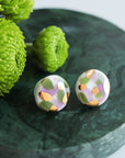 Porcelain Stud Earrings in Green and Violet