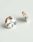 Green and Orange Porcelain Stud Earrings