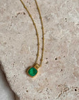Green Onyx Square Pendant in Gold