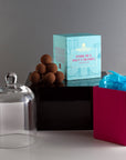 Premium vintage glass cloche dome with Prestat award-winning dark sea salt caramel truffles, luxury chocolate gift set by Novenary at brixbailey.com