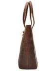 Handcrafted premium crazy horse leather tote bag, stylish Taavi Tote with ergonomic straps and removable clutch by Steel Horse Leather at brixbailey.com