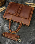 Premium Dagmar leather briefcase, vintage messenger bag for laptop and essentials, stylish high-quality crazy horse leather, elegant durable design by Steel Horse Leather at brixbailey.com