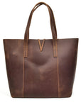 Luxury handcrafted crazy horse leather tote bag, premium Taavi Tote with ergonomic straps and removable clutch by Steel Horse Leather at brixbailey.com