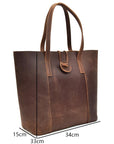 Premium handcrafted crazy horse leather tote bag, stylish unstructured everyday carry-all with ergonomic straps, fits 13 inch laptop by Steel Horse Leather at brixbailey.com