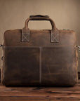 Premium Welch Vintage Leather Briefcase, Luxury Crazy Horse Leather Messenger Bag for Laptops up to 15 Inches, Stylish Shoulder Bag or Handheld Briefcase by Steel Horse Leather at brixbailey.com