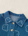Baby Embroidered Bear Denim Two-Piece Set