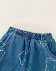 Baby Embroidered Bear Denim Two-Piece Set