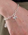 Pug Silver Dog Charm Bracelet