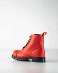 Red Aviator Leather Ankle Boots