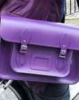 Handmade Leather Satchel - Purple