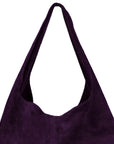 Suede Leather Hobo Boho Shoulder Bag Purple