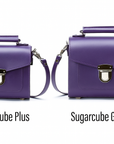Handmade Leather Sugarcube Handbag - Purple