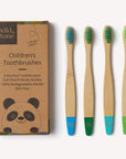 Children's Bamboo Toothbrush - 4 Pack - Aqua Colour