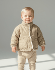 Quilted Padded Jacket in Beige