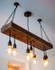 Reclaimed Wooden Beam Chandelier Cluster Pendant Light