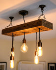 Reclaimed Wooden Beam Chandelier Cluster Pendant Light