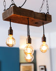 Reclaimed Wooden Beam Chandelier Cluster Pendant Light