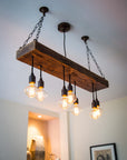 Reclaimed Wooden Beam Chandelier Cluster Pendant Light