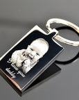 Personalised Rectangle Photo Keyring – Stainless Steel Photo & Text Engraving