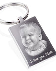 Personalised Rectangle Photo Keyring – Stainless Steel Photo & Text Engraving
