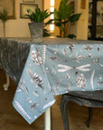 Rectangular Tablecloth in Seeds Aqua Print