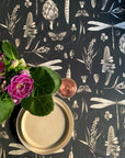 Rectangular Cotton Tablecloth in Seeds Carbon Print
