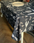 Rectangular Cotton Tablecloth in Seeds Carbon Print