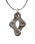 Diamond Recycled Bike Chain Pendant Necklace-4