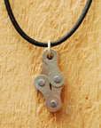 Diamond Recycled Bike Chain Pendant Necklace-3