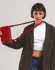 Leather Shoulder Bag - Curie (Red Vectors)