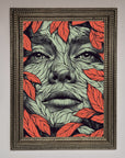 Red Leaves Face Framed Print