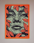 Red Leaves Face Framed Print