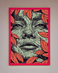 Red Leaves Face Framed Print