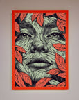 Red Leaves Face Framed Print