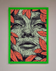 Red Leaves Face Framed Print