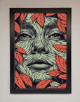 Red Leaves Face Framed Print