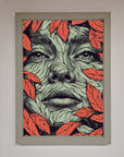Red Leaves Face Framed Print