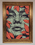 Red Leaves Face Framed Print
