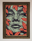 Red Leaves Face Framed Print