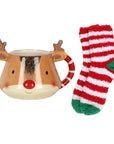 Christmas Reindeer Ceramic Mug and Sock Set